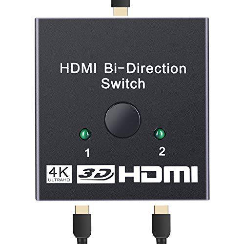 HDMI분배기, 모니터분배기 2-Port, Kisdoo 2-in 1-Out AB Bi-Directional Switch 셀렉터 박스 HDMI support 4K 3D HD 1080P for 엑스박스 PS4 HDTV