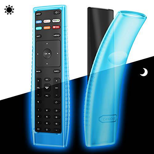 Fintie Remote 케이스 for Vizio XRT136 스마트 TV Remote, CaseBot 경량 Anti-Slip 충격방지 실리콘 커버 for Vizio XRT136 LCD LED TV Remote 컨트롤러, Sky 블루- 글로우 야광