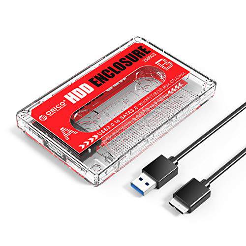 ORICO 2.5 외장 드라이브 인클로저 USB3.0 to SATA 3 테이프 투명 하드디스크 어댑터 for 7/ 9.5mm HDD SSD, 툴 Free 휴대용 하드 Disk 케이스 with UASP 맥스 4TB 호환가능한 엑스박스, PS4, 삼성, WD, 시게이트