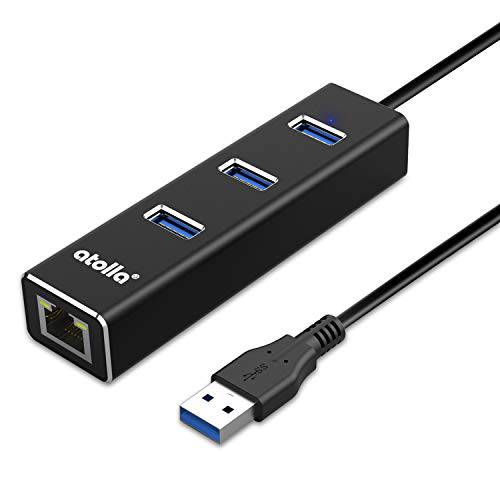 USB to 랜포트, atolla 3 Ports USB 3.0 허브 with 10/ 100/ 1000 Mbps 랜 RJ45 기가비트 네트워크 어댑터, support 윈도우 10/ 8/ 7, 맥 OS, Linux