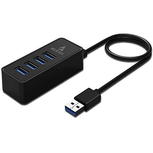 NexiGo 4-Port USB 3.0 허브, Data USB 허브 with 2 ft Extended 케이블, for 맥북, 맥 프로, 맥 미니, iMac, 서피스 프로, XPS, PC,  플래시드라이브, 휴대용 HDD
