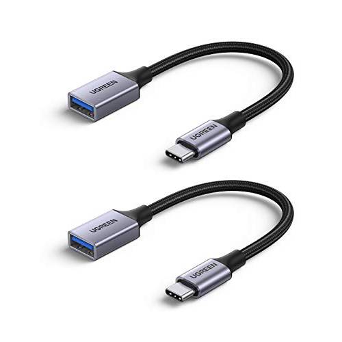 UGREEN USB C to USB 3.0 어댑터 2 팩 타입 C OTG 케이블 썬더볼트 3 to USB Female 어댑터 OTG 케이블 Braided 호환가능한 for 맥북 프로/ 에어 2020 2018, 아이패드 프로 2020, 델 XPS, 갤럭시 Note20 울트라 S20