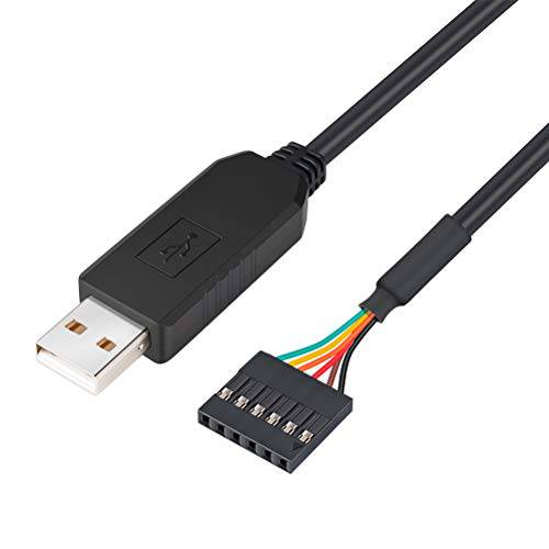 DTECH FTDI USB to TTL Serial 어댑터 5V UART 케이블 6 핀 Female 소켓 Header FT232RL Chip Data 케이블 for 윈도우 10 8 7 Linux 맥 OS (3-Meter, 블랙)