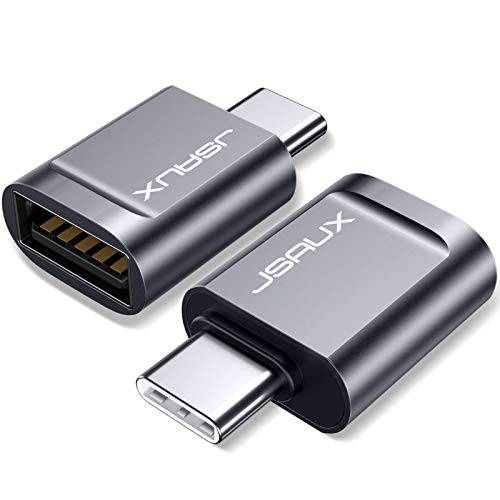 USB C Male to USB A 3.0 Female 어댑터 (2-Pack), JSAUX  타입 C OTG 어댑터, 썬더볼트 3 to USB 3.0/ 2.0, 호환가능한 with 맥북 프로 2019 2018 에어, 델 XPS 15, 삼성 갤럭시 S20 S10 S9 Plus-Grey
