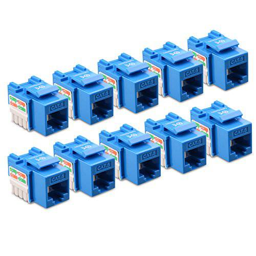 Cable Matters UL Listed 10-Pack Cat6 RJ45 Keystone Jack (고양이 6, Cat6 Keystone Jack) in 블루