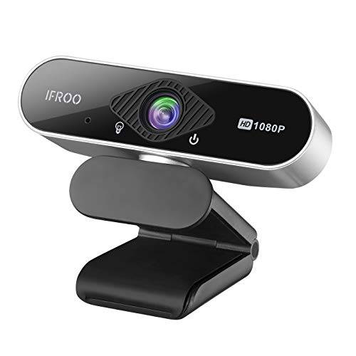IFROO FHD 1080P 웹캠 with 마이크,마이크로폰, No 어안 Wide-Angle for 데스크탑 노트북 컴퓨터 웹 카메라, USB Plug and Play, 호환가능한 Skype Zoom 유튜브 윈도우/ 맥 OS, for Live 스트리밍, 레코딩, 게이밍
