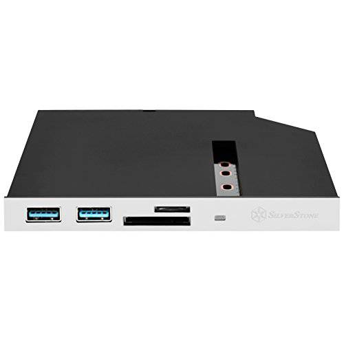 SilverStone Technology FPS01 12.7mm 슬림 ODD 디바이스 베이 to M.2 SATA SSD 듀얼 USB 3.0 Type-A and SD/ Micro-SD 리더, 리더기
