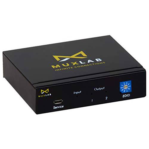MuxLab 1x2 HDMI 분배기 1 in 2 Out | 지원 4K@60HZ HDR, HDMI 2.0, HDCP 2.2 |  PS4 PS3 Blu-Ray 플레이어 HDTV (1 Source to 2 디스플레이, 듀얼 복제 모니터)