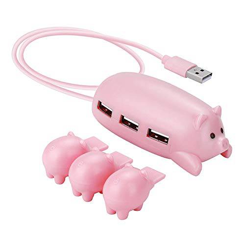 귀여운 USB 허브, JoyReken  핑크 엄마 Pig USB 허브 3 Piglet 장식 뚜껑, Great 선물 Pig Lovers 귀여운 Pig 물건 Pig 데코,장식