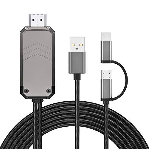 Renkchip 2-in-1 마이크로 USB/ 타입 C to HDMI 케이블 모든 안드로이드 Phone，6.6ft MHL to HDMI 어댑터 1080P HD HDTV 미러링& 충전 케이블 to TV/ 프로젝터/ 모니터