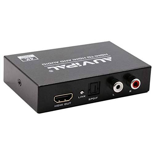 AuviPal HDMI 2.0 오디오 압출, HDMI to HDMI 오디오 (광학 SPDIF+ RCA L/ R 스테레오) 분배기 어댑터 지원 HDCP 2.2, 18Gpbs 대역폭, HDR10, Arc, CEC, DTS, Dolby 4K@60Hz 풀 HD 1080P 3D