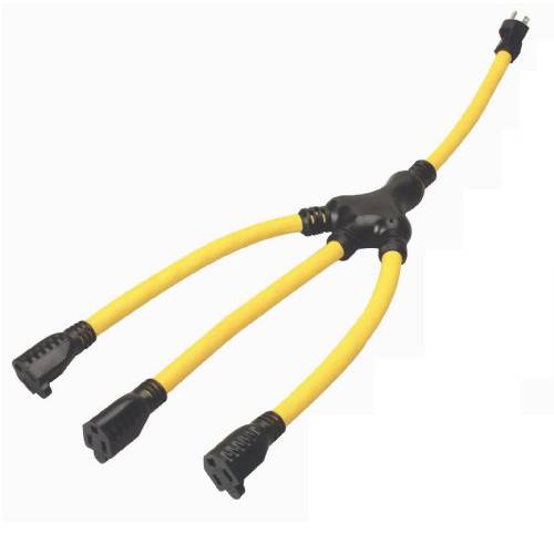 Coleman Cable 09019 W-Splitter, 확장 콘센트 어댑터, 갈라짐 1 to 3 Outlets, 2-Foot