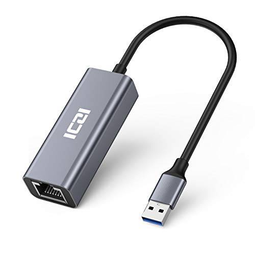 USB 랜포트 3.0, ICZI  알루미늄 쉘 기가비트 랜 RJ45 네트워크 컨버터, 변환기 호환가능한 애플 맥북, Mac 미니, Dell XPS, 레노버 요가, HP, Acer, 삼성, 서피스 프로, 리눅스. (다크 그레이)
