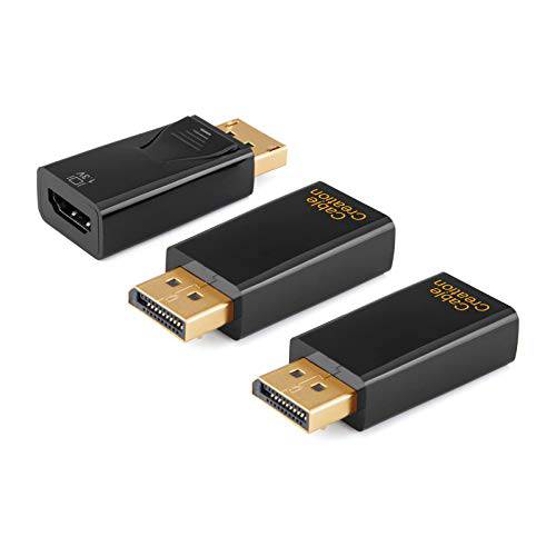 DP to HDMI 어댑터 [3-Pack], CableCreation 1080P 금도금 DisplayPort,DP to HDMI 컨버터, 변환기 Male to Female 1.3V 블랙