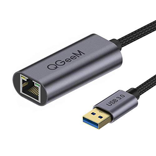 QGeeM USB 3.0 to 이더넷 어댑터, USB 3.0 to 네트워크 RJ45 랜 유선 어댑터 호환가능한 닌텐도 스위치, Wii, 맥북 에어, 맥북 프로, 아이맥, 노트북, 윈도우, 컴퓨터 and 모든 USB 호환가능한 디바이스