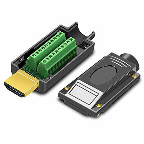 Oiyagai 2pcs HDMI 어댑터 신호 터미널 Breakout 메탈 커버 터미널 Breakout 보드 커넥터 무납땜 프리 용접 어댑터 (블랙)