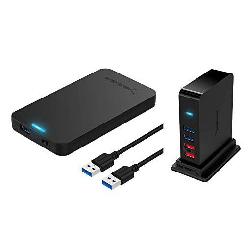SABRENT 2.5-Inch SATA to USB 3.0 Tool-Free 외장 하드디스크 인클로저+ 7 포트 USB 3.0 허브+ 2 충전 포트 12V/ 4A 파워 어댑터