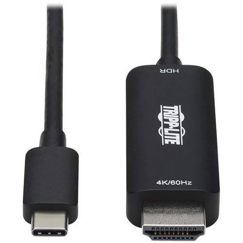 Tripp Lite USB-C to HDMI 어댑터 케이블, 썬더볼트 3 호환가능한 케이블 어댑터 USB C to HDMI, 4K 60 Hz, HDR, HDCP 2.2, DP 1.2 Alt 모드, 블랙, 3 ft (U444-003-HDR2BE)