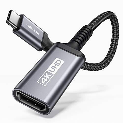 USB-C to HDMI Female 어댑터 4K, JSAUX USB Type-C to HDMI 케이블 케이블 [썬더볼트 3 호환가능한], 맥북 프로 2018 2017, 삼성 갤럭시 S20 울트라 S20+ 노트 20 10 S10 S9 S8 플러스, Dell XPS 15-Grey
