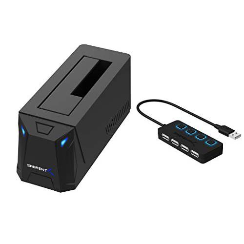 Sabrent USB 3.0 to SATA 외장 하드디스크 탈부착 스테이션+ 4-Port USB 2.0 허브 개인 LED lit 파워 스위치