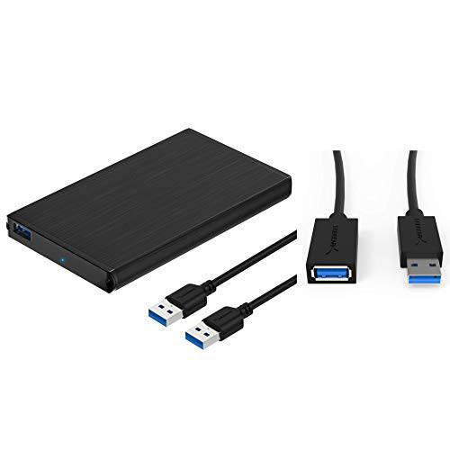 Sabrent 울트라 슬림 USB 3.0 to 2.5-Inch SATA 외장 알루미늄 하드디스크 인클로저+ 22AWG 3 Feet USB 3.0 연장 케이블