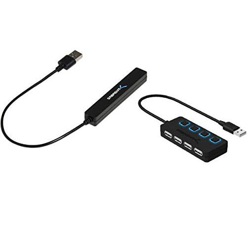 Sabrent 4 포트 휴대용 USB 2.0 허브+ 4-Port USB 2.0 허브 개인 LED lit 파워 스위치