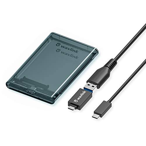 WAVLINK USB C 하드디스크 인클로저, USB 3.0 HDD 인클로저, USB 3.1 Gen2 SATA SSD 인클로저 2.5 SATA SSD and HDD (9.5mm/ 7mm) 지원 6Gbps 고속 스피드 UASP and 별다른연장도구없이