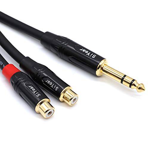 SiYear  듀얼 RCA to 1/ 4 Cable，6.35mm (1/ 4 인치) 남성 스테레오 to 2RCA 여성 Y 분배기 어댑터 Cable（5Feet)