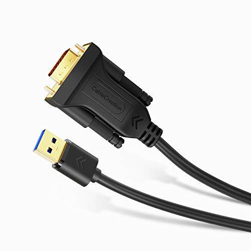 CableCreation USB 3.0 to VGA 케이블 6 Feet, USB to VGA 15 핀 어댑터 케이블 1080 P @ 60Hz, 모니터 디스플레이 비디오 컨버터, 변환기 ONLY 지원 윈도우 10/ 8.1/ 8/ 7, 블랙