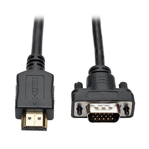 Tripp Lite HDMI to VGA 액티브 어댑터 컨버터, 변환기 케이블 로우 프로파일 HD15 M/ M 1080p 10ft (P566-010-VGA)