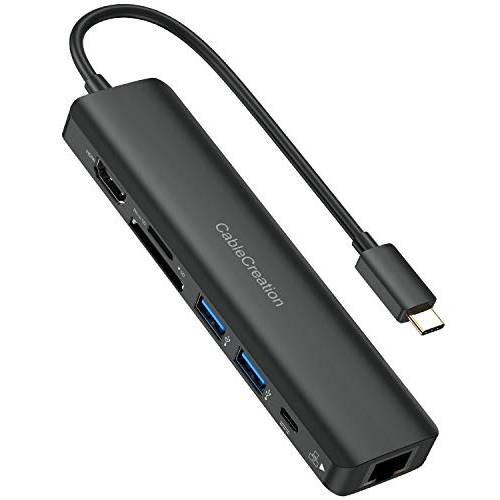 USB C 허브, CableCreation 7-in-1 USB-C 허브 멀티포트 어댑터 타입 C 동글 4K@60Hz HDMI, 2 USB 3.0 포트, 100W PD, 기가비트 이더넷 and SD/ TF 카드 리더, 리더기 맥북 프로/ 에어 2020/ 2019, 아이패드 프로, XPS