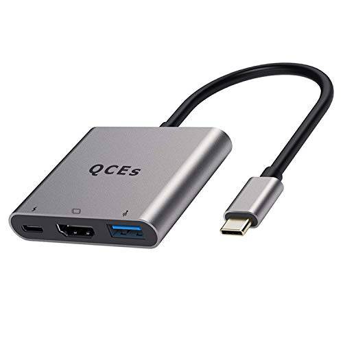 USB C to HDMI 멀티포트 어댑터, QCEs USB-C to USB 3.0 어댑터 100W PD 충전, 썬더볼트 3 to HDMI 허브 4K 비디오 출력 호환가능한 맥북 프로/ 에어 2020/ 2018 아이패드 프로/ 에어 2020, 갤럭시 S20/ 10