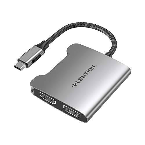 LENTION USB C to 듀얼 HDMI 어댑터, 지원 싱글 4K@60Hz and 듀얼 4K@30Hz, New 맥북, 서피스 북 2/ 프로 7/ 고, XPS 13/ 15 and More, 호환가능한 썬더볼트 3 포트 (CB-CF53, 스페이스 그레이)