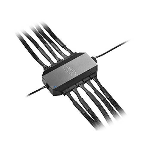 DEEPCOOL FH-10 통합 팬 허브, 전원공급 up to 10 팬 (3-pin Non-PWM or 4-pin PWM), Occupying only 원 4-pin 메인보드 Header