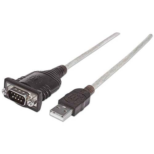 Manhattan USB to Serial 어댑터 컨버터, 변환기 - 연결 Serial 디바이스 to a USB 포트, Prolific PL-2303RA 칩셋, 18 인치 케이블 - 호환가능한 윈도우 2000/ XP/ Vista/ 7-205153