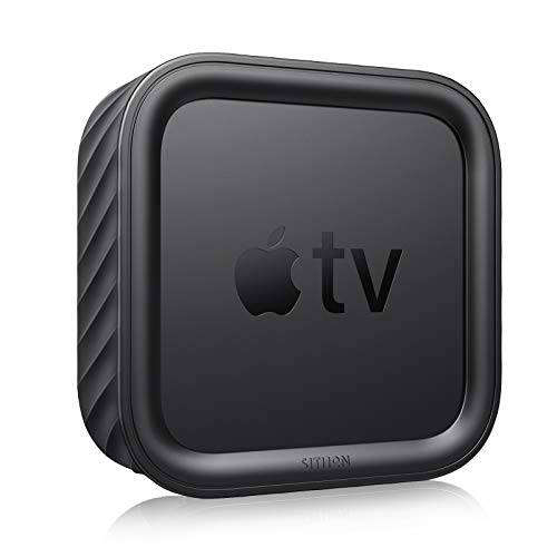 SITHON  실리콘 케이스  애플 TV 4K/  애플 TV HD, 경량 충격방지 미끄럼방지 보호 커버  애플 TV 박스 4K 5th/ 4th 세대, 블랙