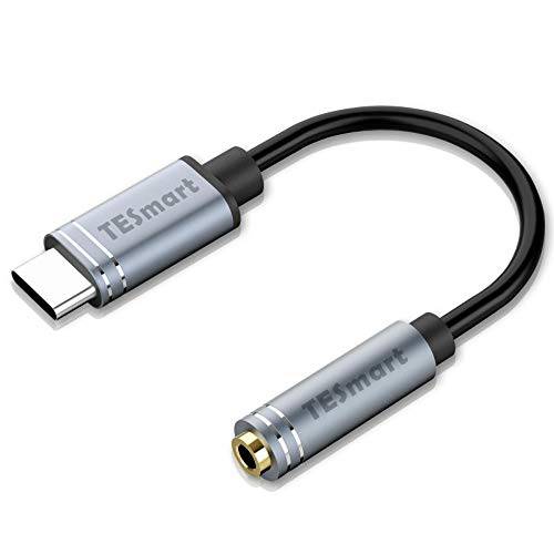 USB C DAC 칩 어댑터 TESmart to 3.5mm Female 잭 헤드폰 어댑터 Type-C Hi-Fi 0.4FT
