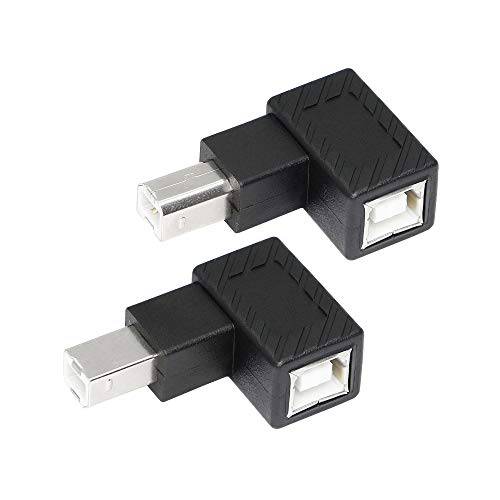 RIIEYOCA 90 도 USB B 프린터 어댑터,  직각&  왼쪽 앵글 USB 타입 B 2.0 Male to Female 연장 커넥터 프린터, 스캐너, Fax Machine(2-Pack) LR