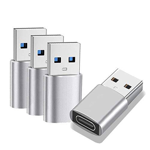 USB C Female to USB A Male 어댑터, fuupnn 4-Pack 타입 C to USB 3.0 충전기 케이블 커넥터, 호환가능한 아이폰 12 미니/ 12 프로 맥스/ 11 프로 맥스/ Type-C 이어폰/ 플래시 드라이브/ 허브/ 노트북/ 파워 뱅크