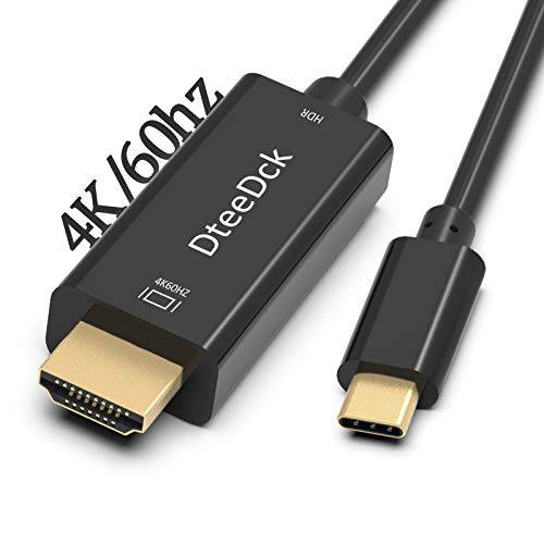 USB C to HDMI 케이블, USBC to HDMI (썬더볼트 3 호환가능한) 4K 60Hz 6ft, DteeDck USB 타입 C to HDMI 어댑터 ( 비디오&  오디오 출력) 호환가능한 아이맥, 맥북, 삼성, 서피스 프로 and More