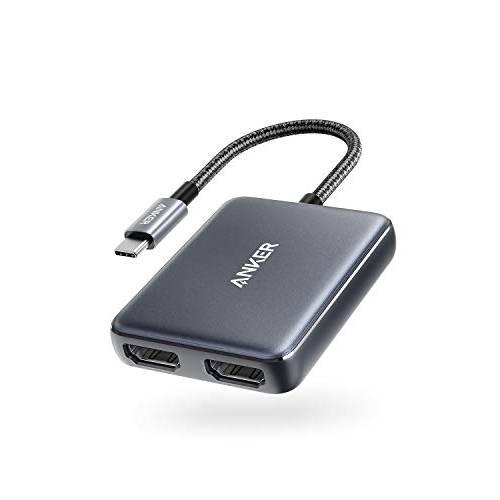 Anker USB C to 듀얼 HDMI 어댑터, 컴팩트 and 휴대용 USB C 어댑터, 지원 4K@60Hz and 듀얼 4K@30Hz, 맥북 프로, 맥북 에어, 아이패드 프로, XPS, and More [호환가능한 썬더볼트 3 포트]