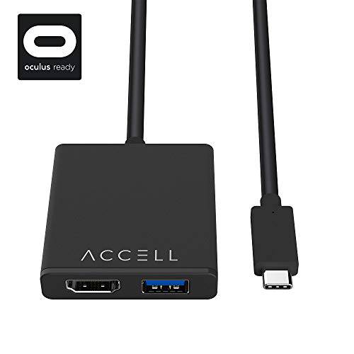Accell  USB-C VR 어댑터 - USB-C to HDMI& USB 호환가능한 오큘러스 리프트, HTC Vive, and 윈도우 혼합 현실 헤드셋 including 삼성 오디세이+ Dell 썬바이저 레노버 익스플로러 HP Acer& ASUS WMR