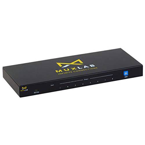 MuxLab 1x8 HDMI 분배기 1 in 8 Out | 지원 4K@60HZ (4:4:4), HDR, HDMI 2.0, HDCP 2.2, 딥 컬러, EDID 관리 and LED 진단 (원 Source up to eight 디스플레이, 복제 모니터 스크린)
