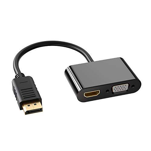 DisplayPort,DP to HDMI VGA 어댑터, DP 디스플레이 Port to VGA HDMI 분배기 컨버터, 변환기 호환가능한 레노버, HP, Dell, GPU, AMD, NVIDIA and More