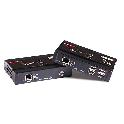 4k HDMI KVM USB 확장기, KVM Over IP 지원 기가비트 POE 네트워크 스위치 up to 383ft Cat6 to HDMI 리시버, 4K@30Hz USB 2.0 로우 LANTENCY EDID JPEG2000 확장기 (ShuOne 563 송신기 and 리시버)