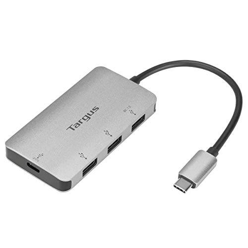 Targus USB-C Multi-Port 허브 3X USB-A 포트 and 1x USB-C Port 100W PD Pass-Thru, 그레이 (ACH229USZ), 실버