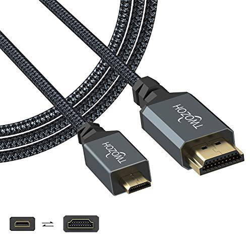 Twozoh 4K 마이크로 HDMI to HDMI 케이블 3FT, High-Speed HDMI to 마이크로 HDMI 2.0 Braided 케이블 고프로 히어로 7, 라즈베리 파이 4, 소니 6300, 니콘 B500, 요가 3