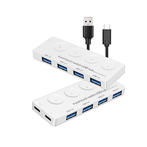 4-Port USB 3.0 허브, 데이터 허브 어댑터 4 USB 3.0 포트, 확장가능 충전 케이블, High-Speed 데이터 전송 허브 호환가능한 Mac OS, 윈도우 7/ 8/ 10 and More