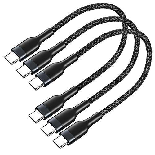 숏 USB C to USB C 케이블 1ft 3 팩, SUMPK 20V 3A 타입 C 2.0 케이블,  고속충전 나일론 Braided 와이어 호환가능한 삼성 갤럭시 S20/ S9, 맥북 프로, 아이패드 프로 and USB-C 폰/ 태블릿, 태블릿PC