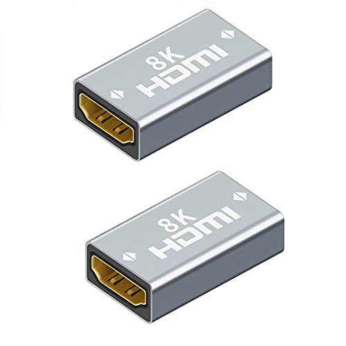 HDMI 커플러 Female to Female 2 팩, 3D 8K HDMI 연장 케이블 커넥터 알루미늄 합금 HDTV, Roku 스틱, 컴퓨터, PC, 모니터, 노트북, 프로젝터, DVD 플레이어, AV 리시버 어댑터, PS 4/ 3/ 2